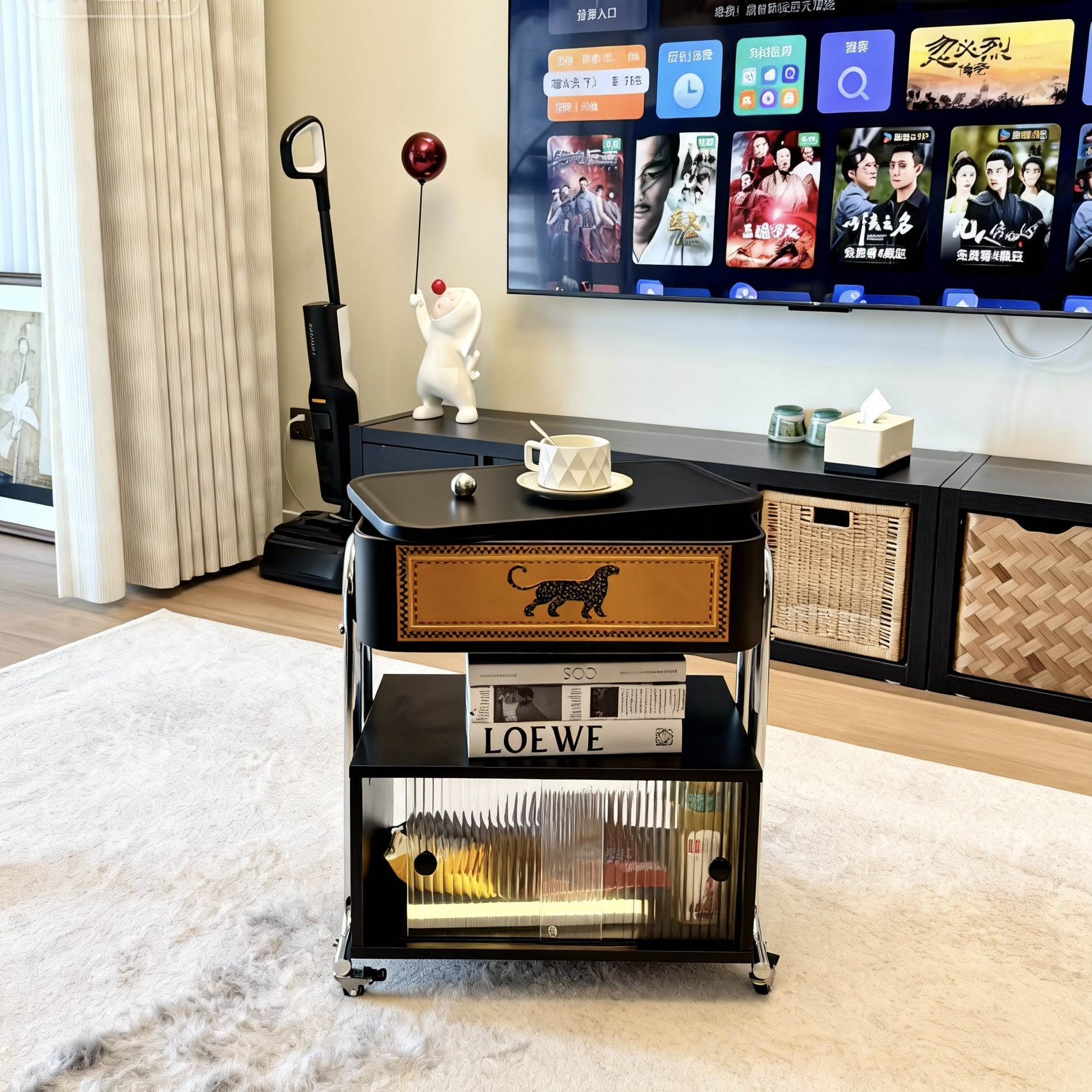 小户型实木可移动中古风沙发边几边桌置物架茶几客厅新款小推车,淘宝优惠券,粉丝福利购,淘宝优惠卷