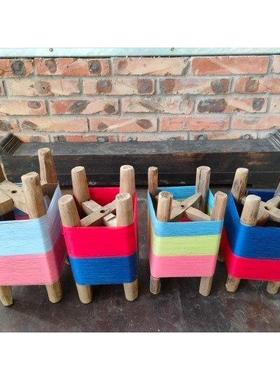 民俗物件老纺织缠线轴展览复古木艺木雕织布绕线器怀旧民俗装饰