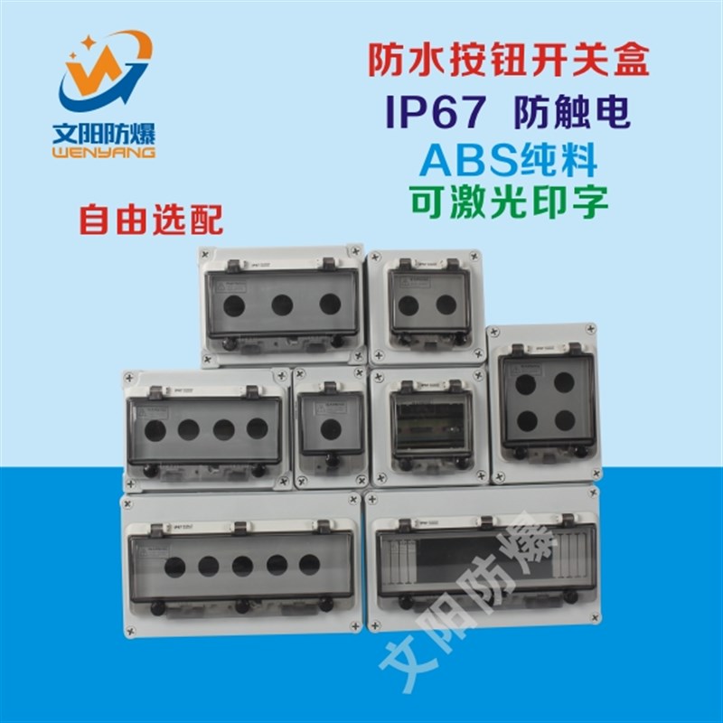 户外防水按钮开关控制盒塑料电控急停钮盒电气保护盖防暴雨22mm - 图0