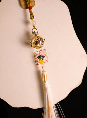 重紫同款金色古风宫铃压襟吊坠