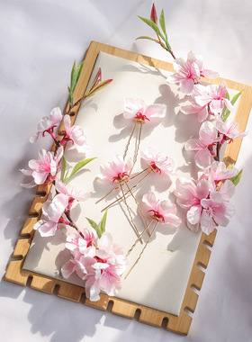 汉唐臻品十二花神桃花朵发夹发饰