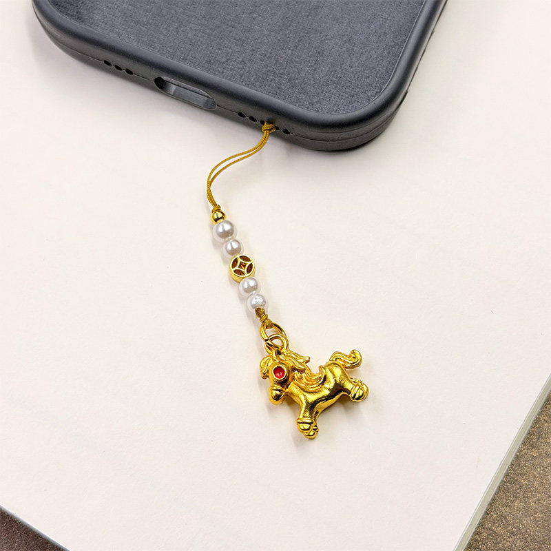 2026马年手机挂件金色马驹钱币串珠中国风手机链新年纳福好运挂绳,淘宝优惠券,粉丝福利购,淘宝优惠卷