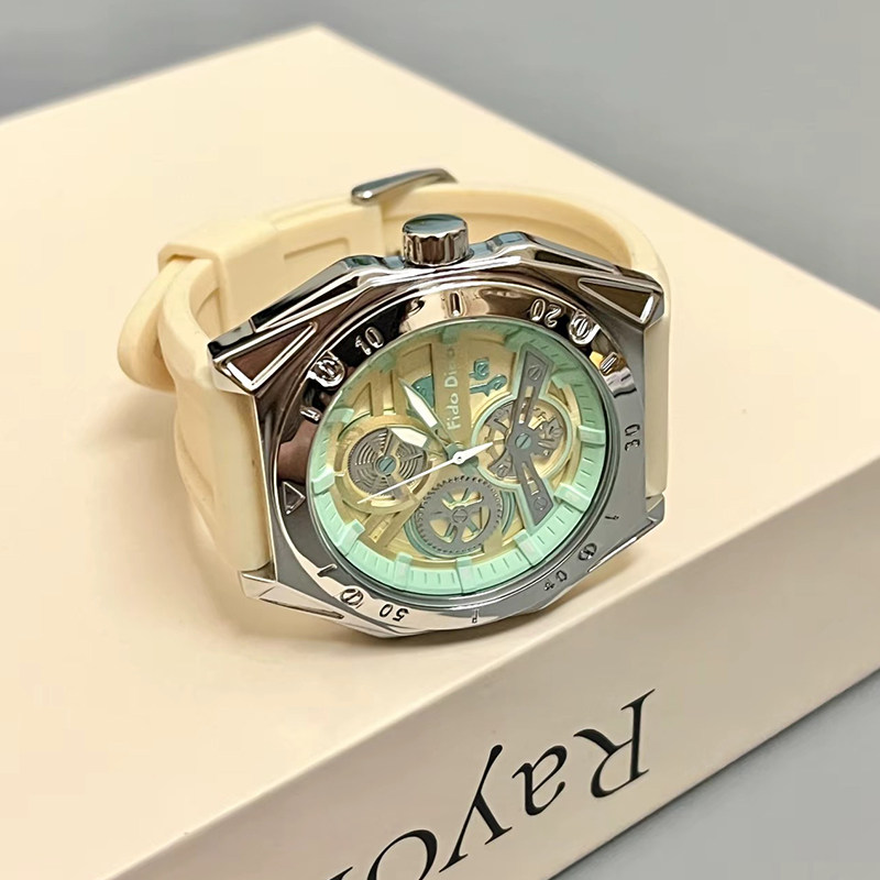 fidodido七喜小子手表男款学生时尚潮流机械风腕表镂空夜光石英表