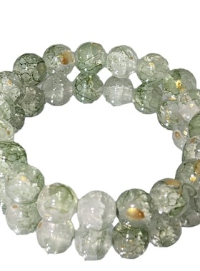 绿茵 原创新中式玻璃手串ins设计新款绿色清新茶叶手链送女友