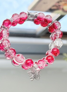 新款酒红碎花蝴蝶魏无羡同款手链闺蜜高颜值百搭简约ins显白学生