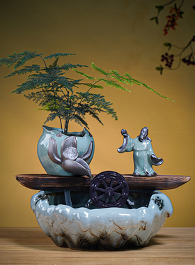 家居招财喷e泉流水摆件办公室中式禅意装饰礼品家用小型创意流水