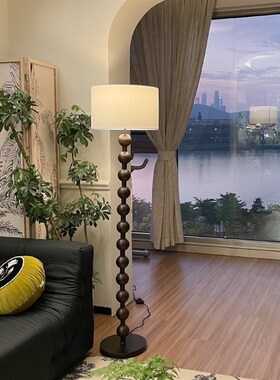 法式中古落地灯客厅美式复古侘寂风新中式实木卧室高Y级感氛围台