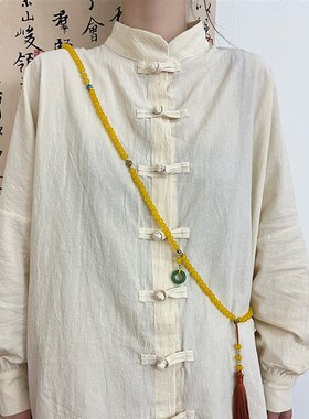 国风串珠流苏项链新中式小众高级感长款斜挎链搭配汉服马面裙配饰