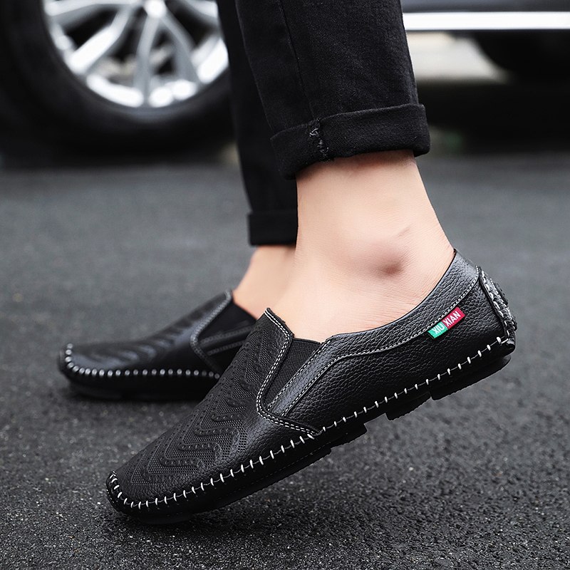 男士凉鞋2020新款真皮夏季男装凉皮鞋潮休闲透气开车鞋镂空豆豆鞋,淘宝优惠券,粉丝福利购,淘宝优惠卷