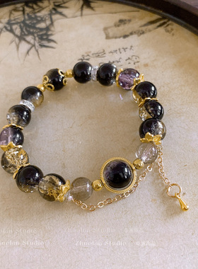 国潮黑色琉璃串珠手链时尚个性气质手串小众高级感轻奢手饰