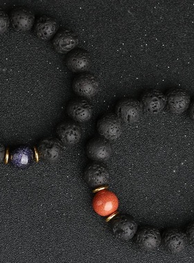 【星空】火山石手链潮男女石头火山岩手串情侣闺蜜学生饰品