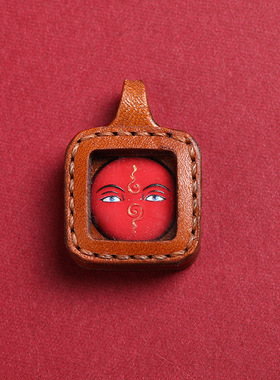 扎基拉姆八大守护神迷你立体唐卡藏传手工彩绘法眼吊坠国潮皮壳