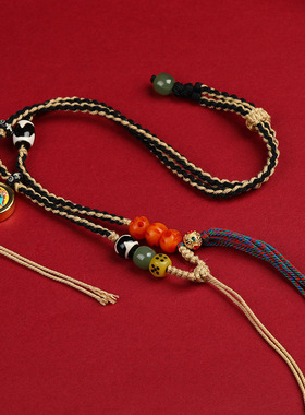 藏式手搓棉线挂脖项链绳蜜蜡文玩佛牌唐卡绳手工编织配挂绳专用