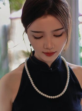 搭配旗袍项链长款仿珍珠毛衣链女士复古配饰品加长版锁骨颈链051