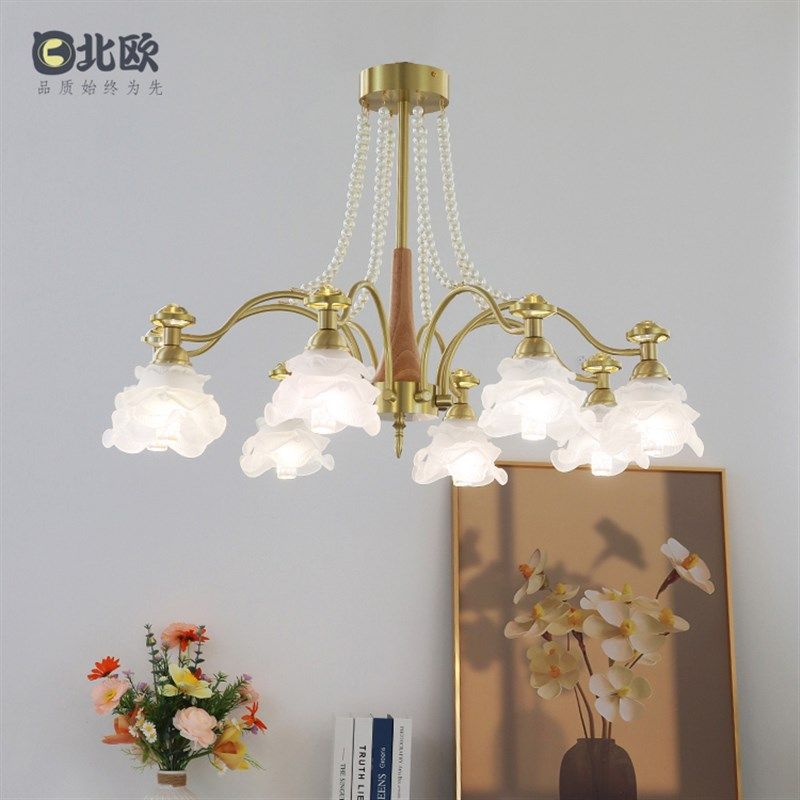 法式复古全铜吊灯8头艺术玻璃灯罩美式复古田园客厅卧室饭厅灯具,淘宝优惠券,粉丝福利购,淘宝优惠卷
