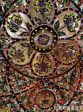 巴基斯坦铜雕背景墙装饰挂盘博古架玄关电视柜客厅W圆圆满满摆件