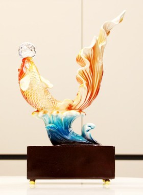 蒸蒸日上a红鲤鱼摆件客厅酒柜电视柜玄关摆设摆件开业乔迁礼品摆