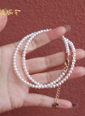 璇瑶令淡水珍珠baby小米珍珠项链强光泽女款中式轻奢时尚锁骨颈链