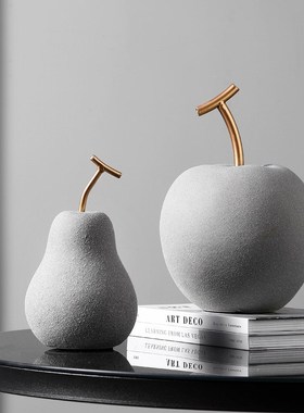 创意现代简约陶瓷梨子水果摆件客厅玄关电视柜样板房家居软装饰品