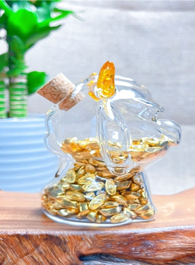 十二生肖-龙玻璃瓶攒金豆豆收纳瓶小猪存钱许愿瓶黄金收纳瓶