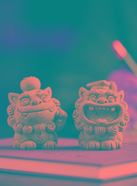 国潮可爱小狮子茶宠摆件创意招财进宝博才如意风狮爷茶桌茶室