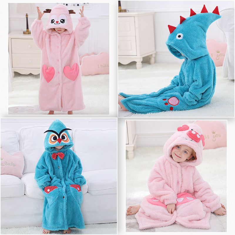 儿童睡袍男女童冬季加厚长款法兰绒睡衣宝宝浴衣珊瑚绒浴袍家居服,淘宝优惠券,粉丝福利购,淘宝优惠卷