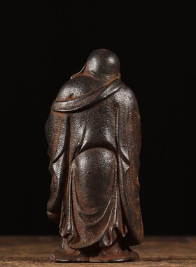 仿古铁器纯铁大肚尼勒佛造像摆件复古民俗怀旧装饰中式古典收藏品