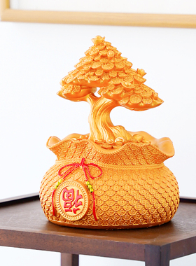 大号招财聚宝盆摆件客厅酒柜发财树存钱罐聚财装饰品店铺开业