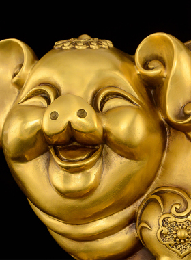 铜猪摆件纯铜存钱罐猪客厅玄关酒柜乔迁新居装饰工艺品大号