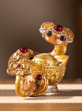 朱炳仁铜 金蛇纳财摆件蛇年生肖生日送礼书房办公桌面装饰摆件