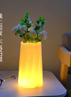 2023新款北欧高颜值会发光的花瓶花束LED节能床头卧室睡眠灯柔光