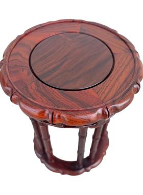 微凹黄檀圆底座中式香几古典花瓶盆景佛像茶壶摆件印章红木底托