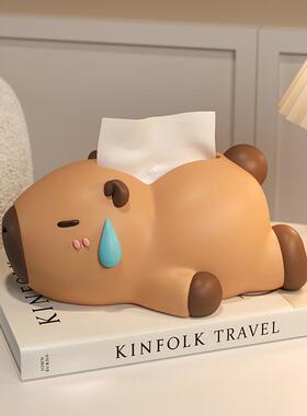 卡皮巴拉创意纸巾盒客厅茶几吧台餐桌治愈系摆件送礼样板间装饰品