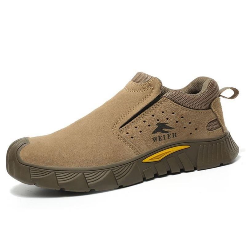 夏季劳保鞋无钢头超轻低帮一脚蹬男鞋电焊工专用防烫透气不带钢板 - 图3