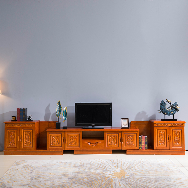 实木电视柜3米2.8米4米3.8米大户型背景墙影视柜客厅储物加高加长 - 图2