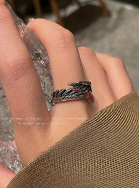 暗黑百搭恶魔与天使戒指复古情侣对戒高级哥特风个性黑色戒指