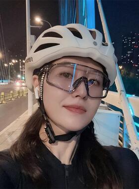 骑行眼镜灰色阳大框透明日夜两变色护用目镜防风沙户太外运动男眼