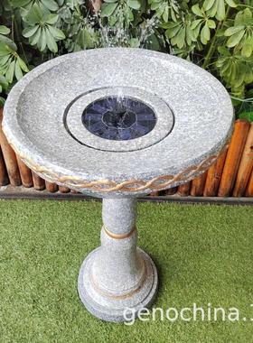 环保安全太阳能圆盘公园别墅户外景观喂鸟器流水装饰品摆件-3