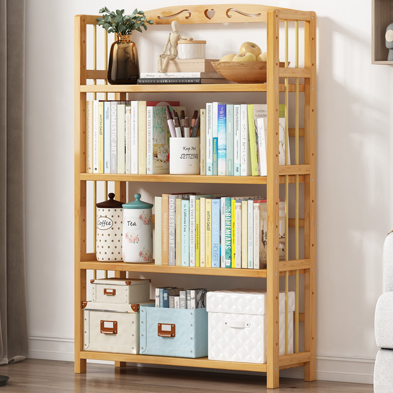 楠竹书柜简易多层储物收纳厨房置物架儿童学生客厅实木小书架落地,淘宝优惠券,粉丝福利购,淘宝优惠卷