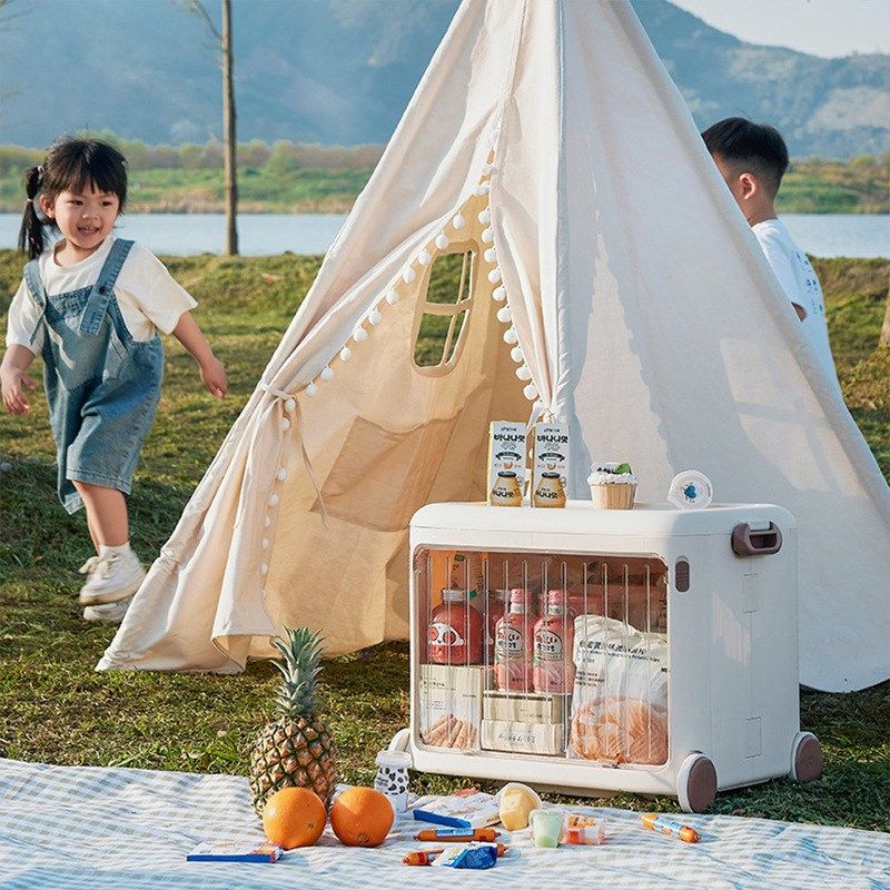 手拉户外折叠收纳箱带滑轮露营拉杆整理箱儿童旅游箱子野餐储物箱,淘宝优惠券,粉丝福利购,淘宝优惠卷