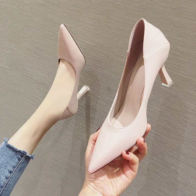 真皮小码31 32 33高跟女浅口单鞋瓢鞋通勤黑N色工作鞋女大码41-43,淘宝优惠券,粉丝福利购,淘宝优惠卷