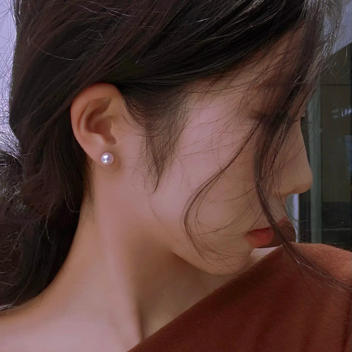 天然海水akoya珍珠耳钉18k金耳钉正圆极光耳环赵露思同款简约素钉 - 图3