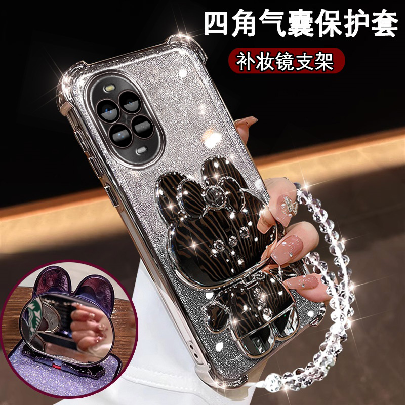 华为Nova13pro手机壳网红高颜值nova13补妆镜支架BLK-AL80超薄防摔MIS-AL00闪粉软壳novo13por全包镜头n0va13 - 图2