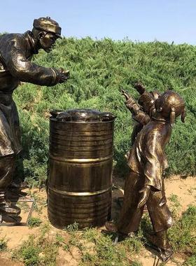 户外玻璃钢仿铜人物造型雕塑铸铜古人模型大型户外农耕景观雕塑