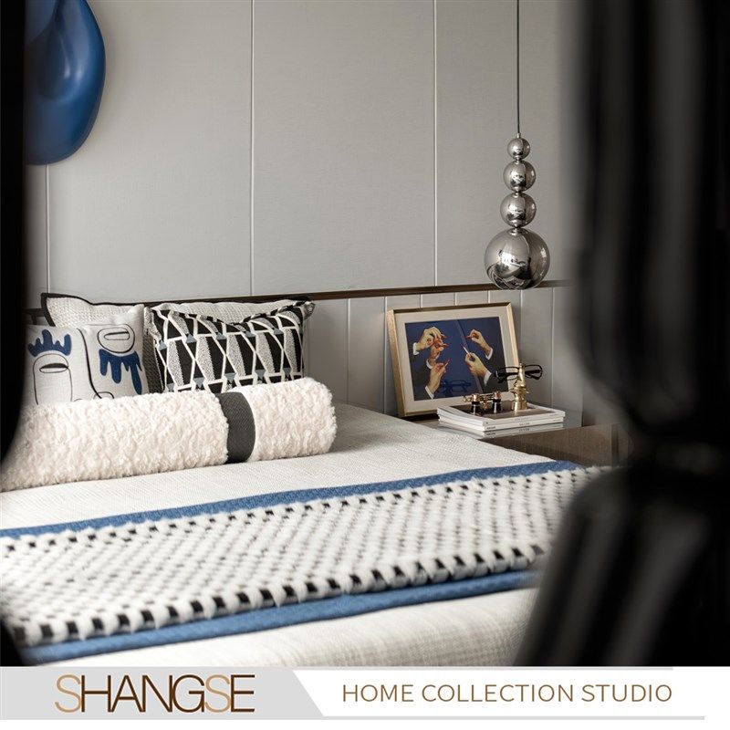 尚塞布艺蓝e色系圆柱枕床品套件样板房新房儿童房家居酒店展厅10,淘宝优惠券,粉丝福利购,淘宝优惠卷