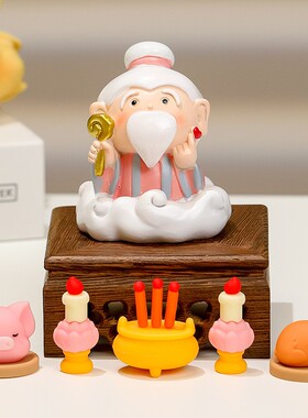 办公室可爱手工摆件桌面财神树脂工艺品创意装饰新款礼物欢喜神仙