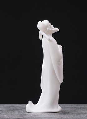 创意白瓷历史人物李白中式摆件书房玄关桌面盆景装饰禅意家居装饰