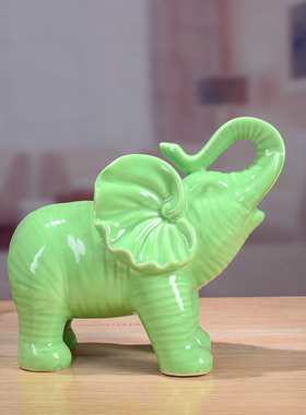 新中式大象开g业礼品摆件招财风水旺财聚财纳福陶瓷客厅家居装饰