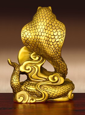铜蛇摆件福字蛇生肖蛇吉祥物工艺品百财金钱P蛇玄关办公室装饰品