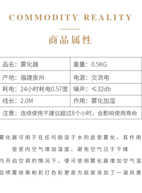 汉鸿 创意办公室摆件雾化器室内加湿器空气净化喷雾阳台造景水雾
